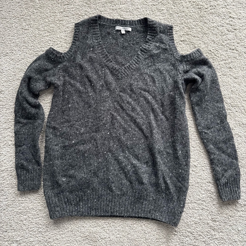 Rebecca Minkoff Gray Cold Shoulder Sweater